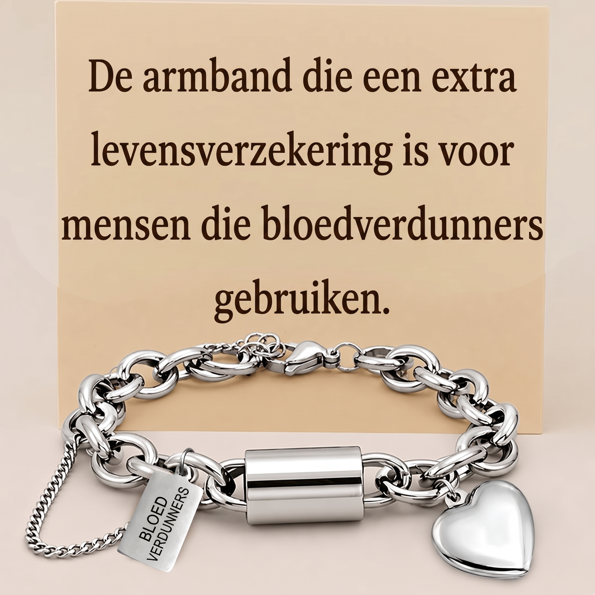 Bloedverdunner armband hart zilver