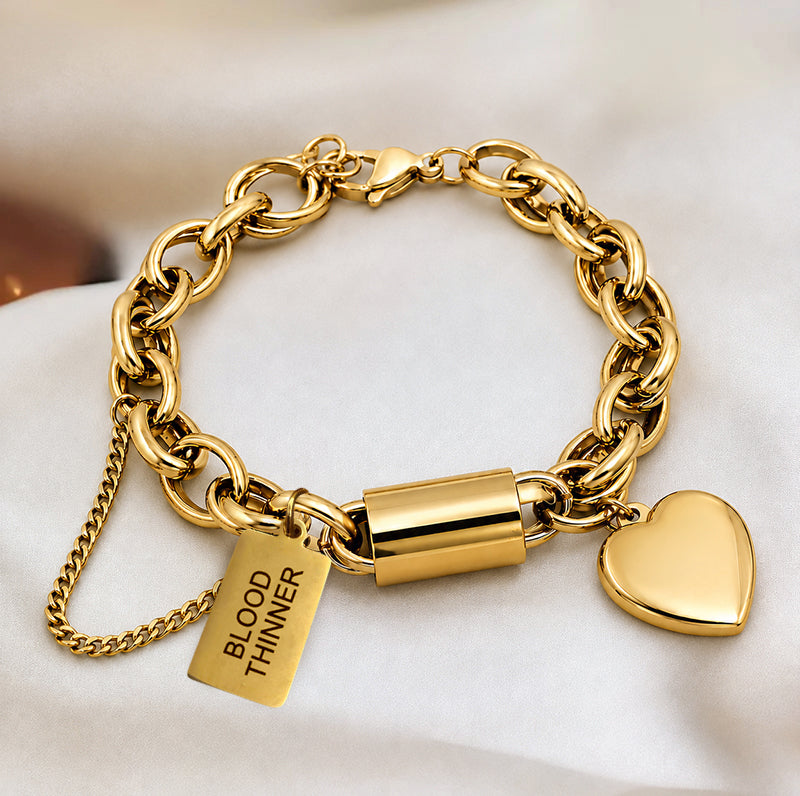 Bloedverdunner armband hart goud Engels