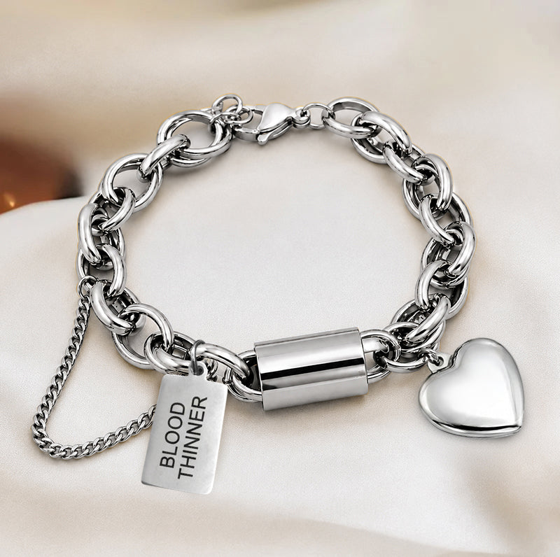 Bloedverdunner armband hart zilver Engels