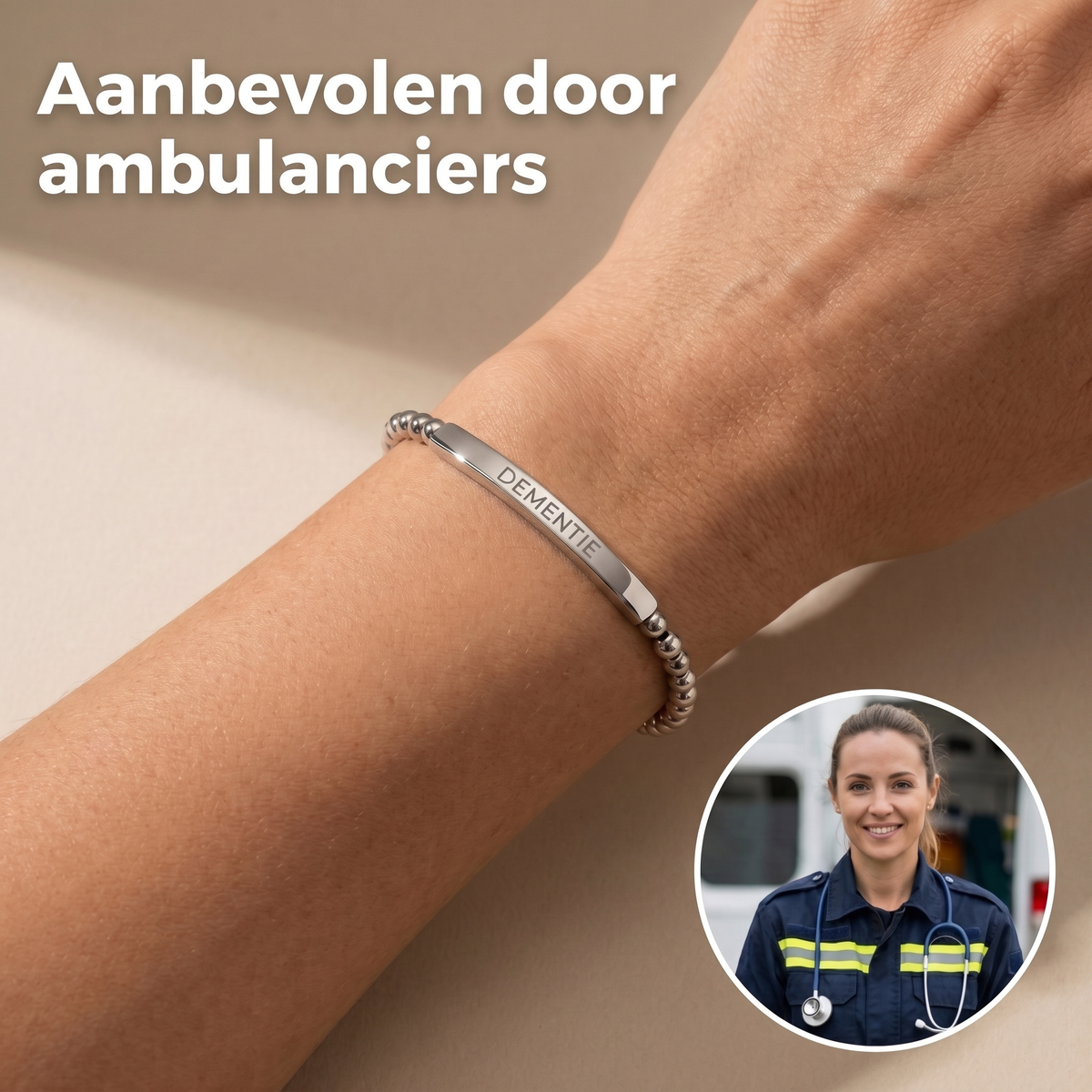 Dementie armband slim aanbevolen door ambulanciers