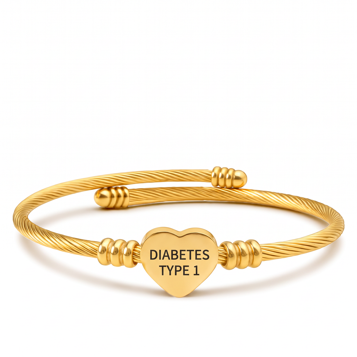 Diabetes armband hart bangle goud type 1