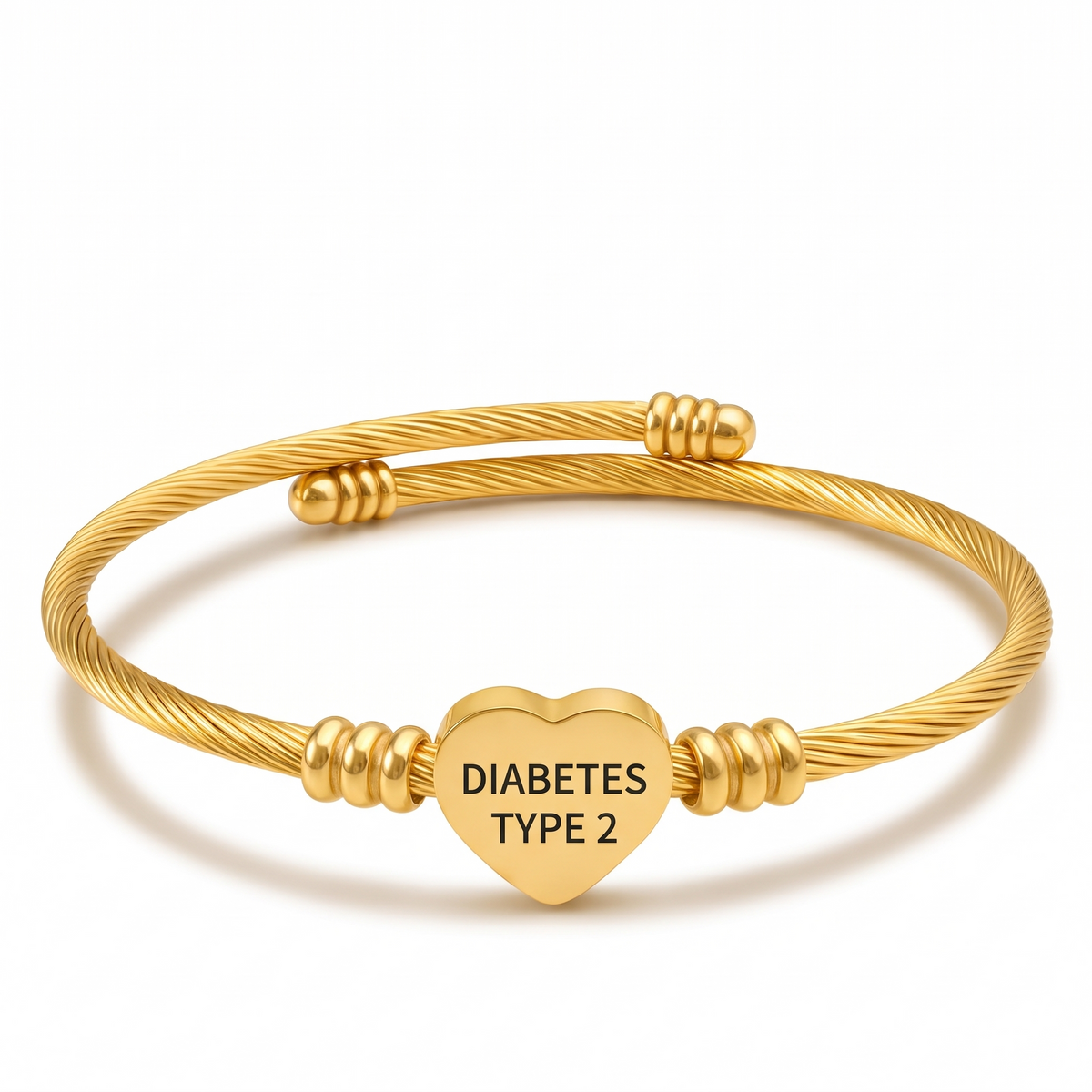 Diabetes armband hart bangle goud type 2