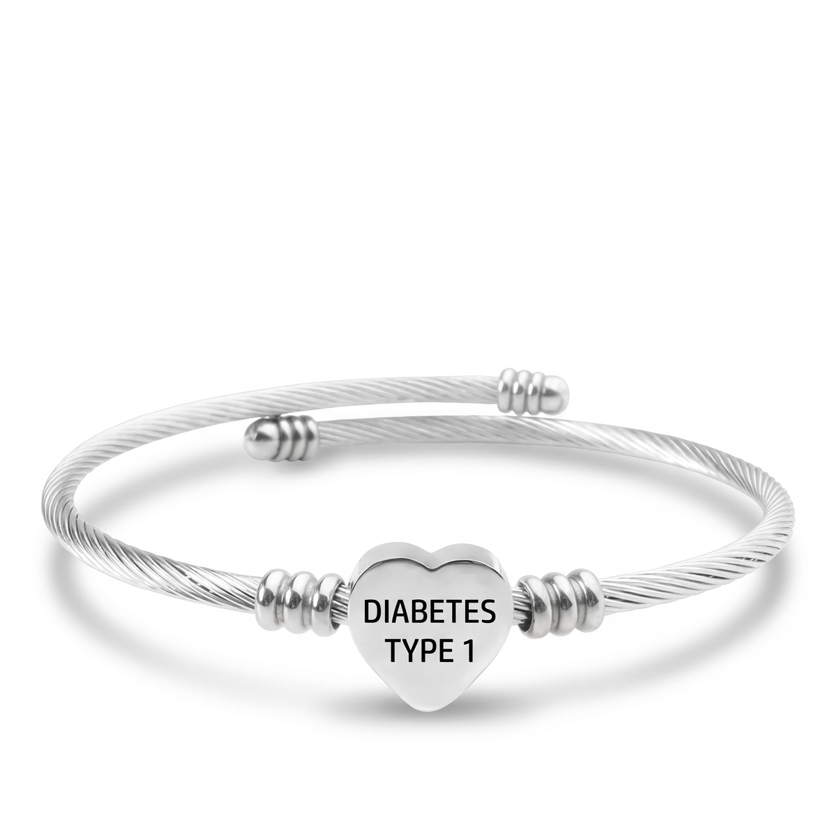 Diabetes armband hart bangle zilver type 1