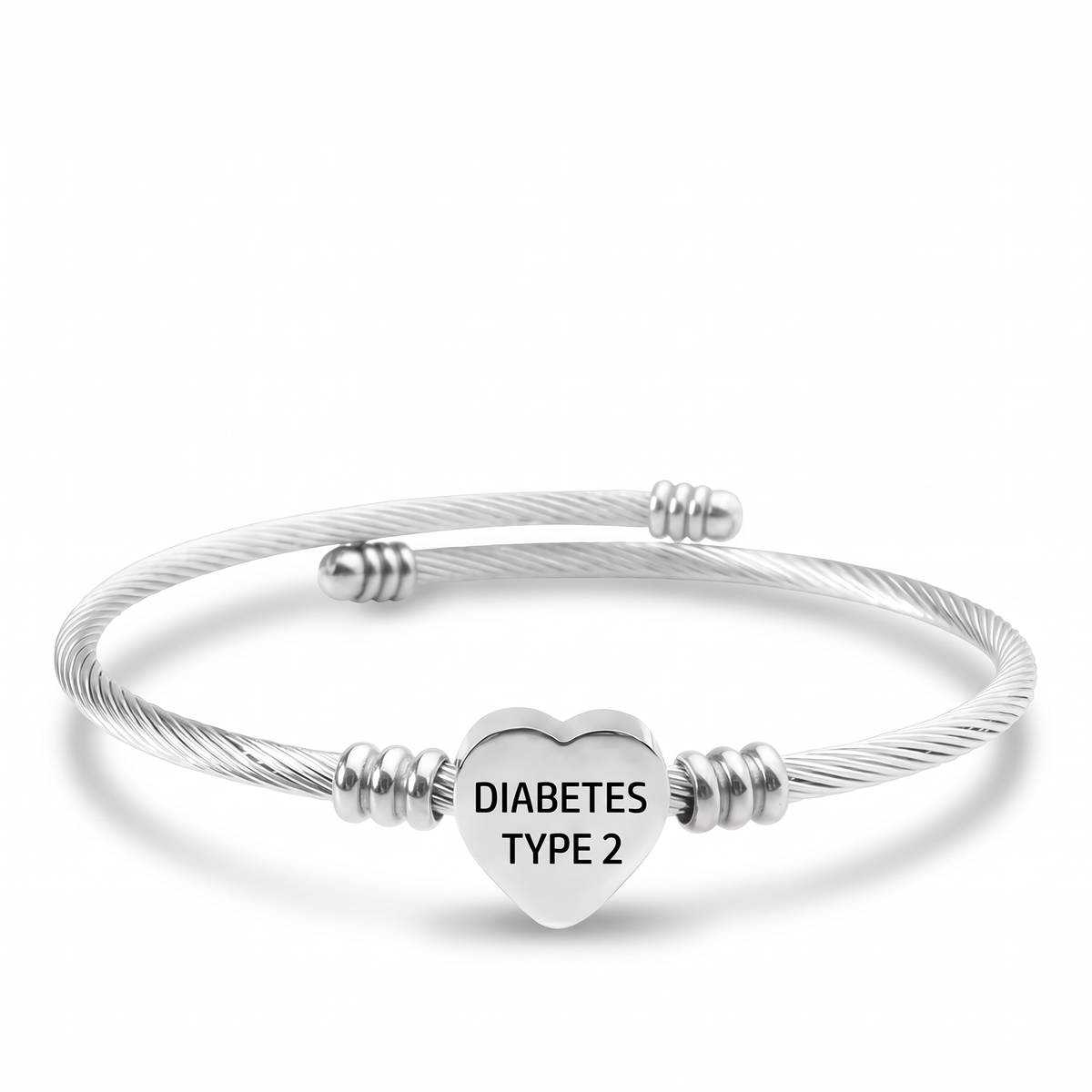 Diabetes armband hart bangle zilver type 2