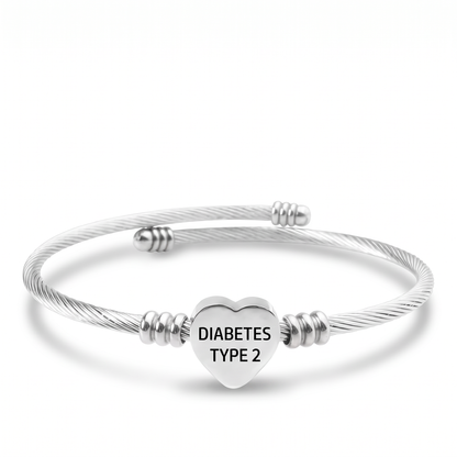 Diabetes armband hart bangle zilver type 2